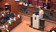 María Marín, diputada de Podemos, interviene en una Asamblea Regional