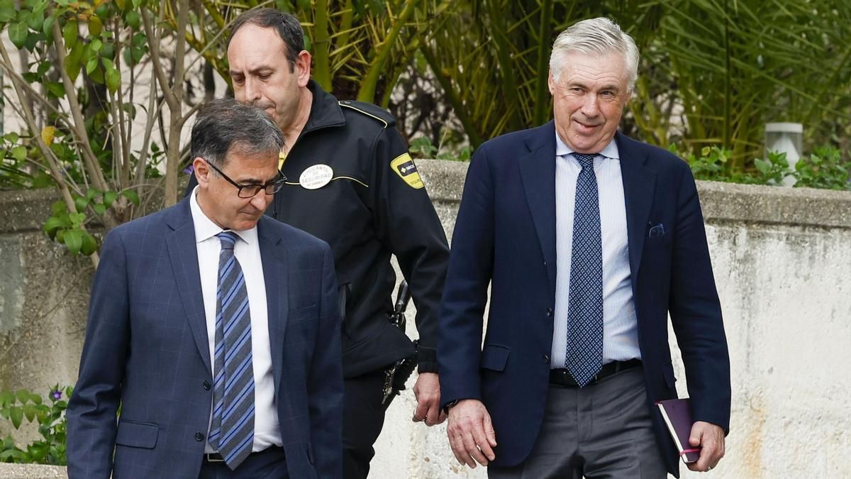Carlo Ancelotti en la Audiencia Provincial de Madrid donde fue juzgado por defraudar presuntamente algo más de un millón de euros a Hacienda