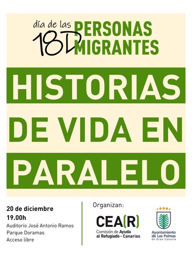 Cartel del acto para el Día de las Personas Migrantes, organizado por el Ayuntamiento de Las Palmas de Gran Canaria y CEAR