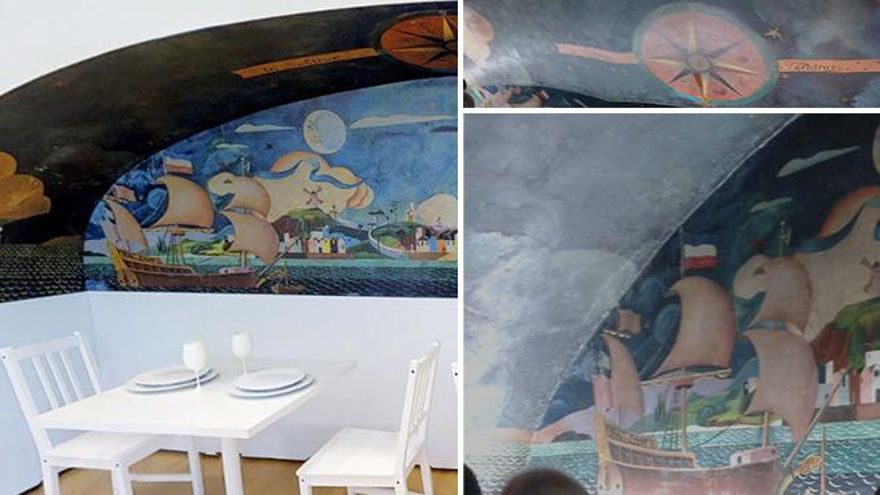 Los murales de Lugrís, el pintor gallego del mar, que están a punto de perderse en un edificio camino de la ruina