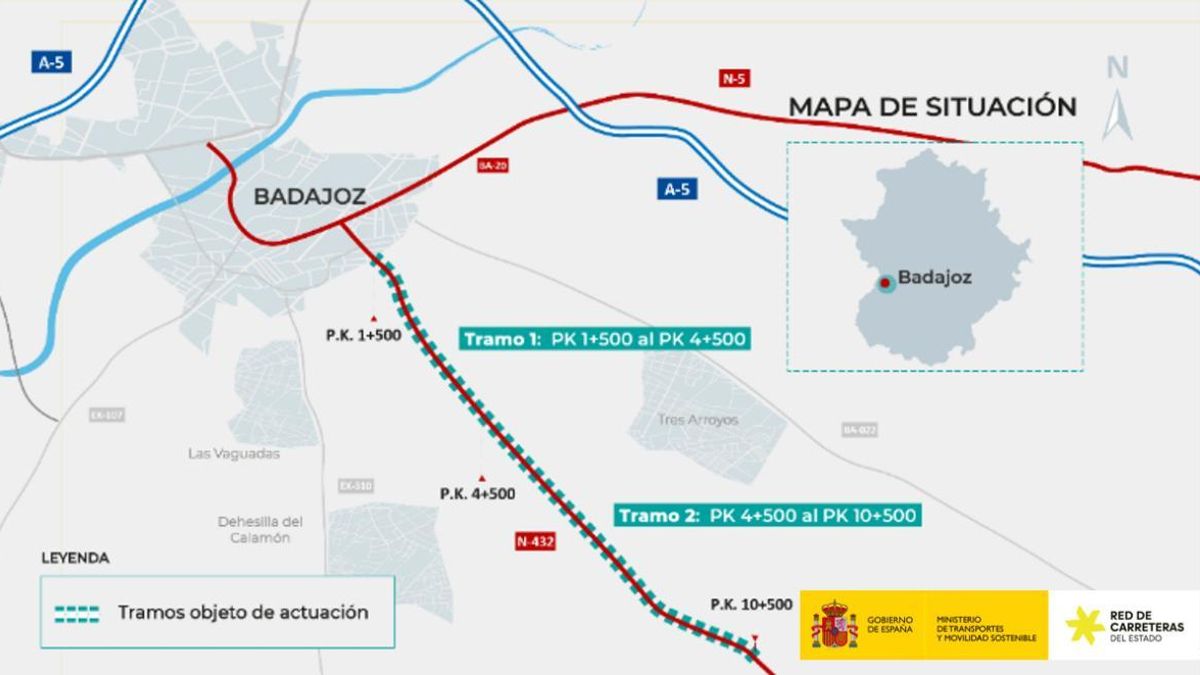 La entrada de Badajoz por la N-432 sufrirá cortes desde el lunes hasta el 22 de agosto