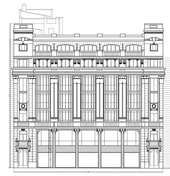 Alzado de la fachada de Casa Palazuelo que da a la calle Mayor