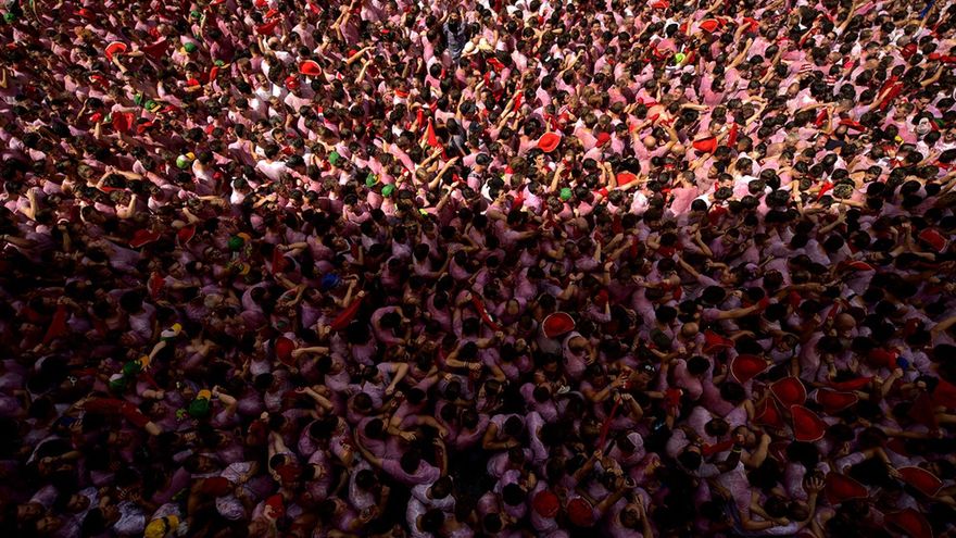 Imagen de  la Plaza Consistorial un 6 de julio de otro año, muy diferente a la de este 2020