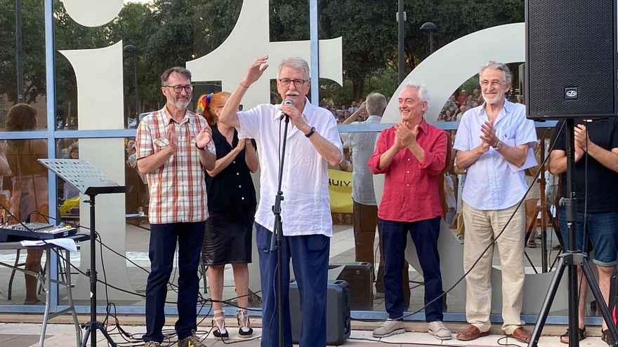 Intervención de Vicent Torrent en el acto de protesta.