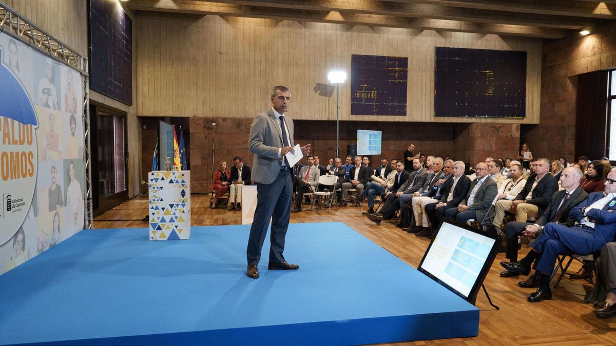 Manuel Domínguez, en la presentación del Plan Respaldo Autónomos, del Gobierno canario.
