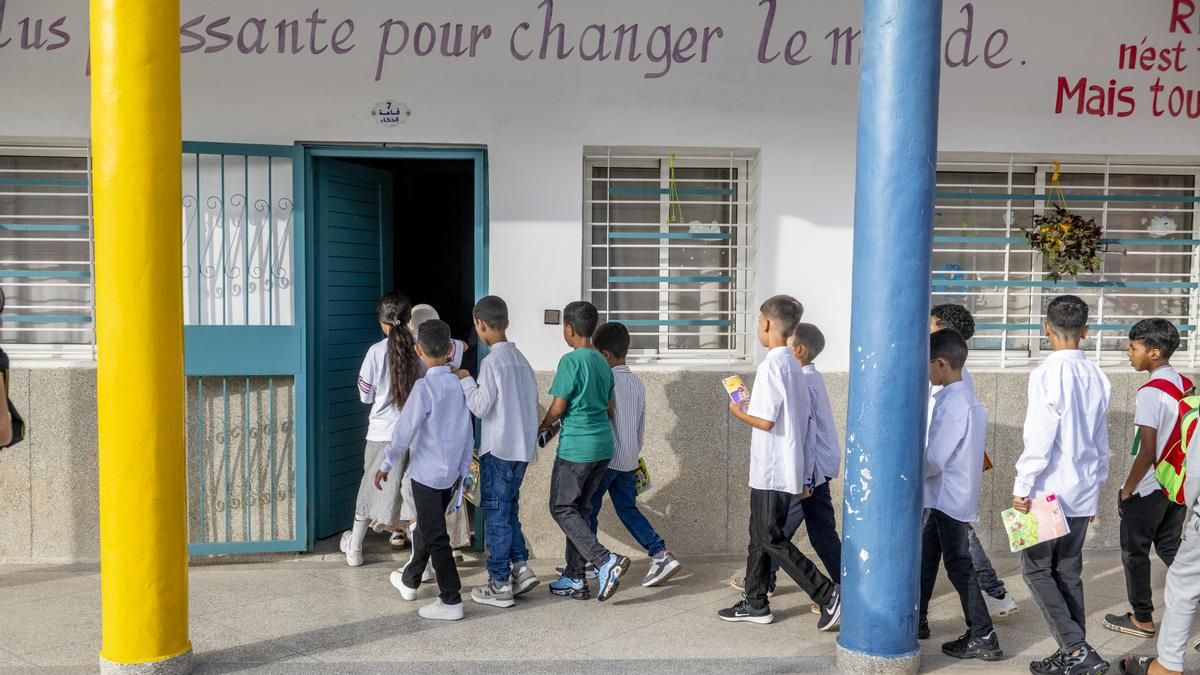 Una escuela en Salé (Marruecos) en el inicio del curso lectivo.