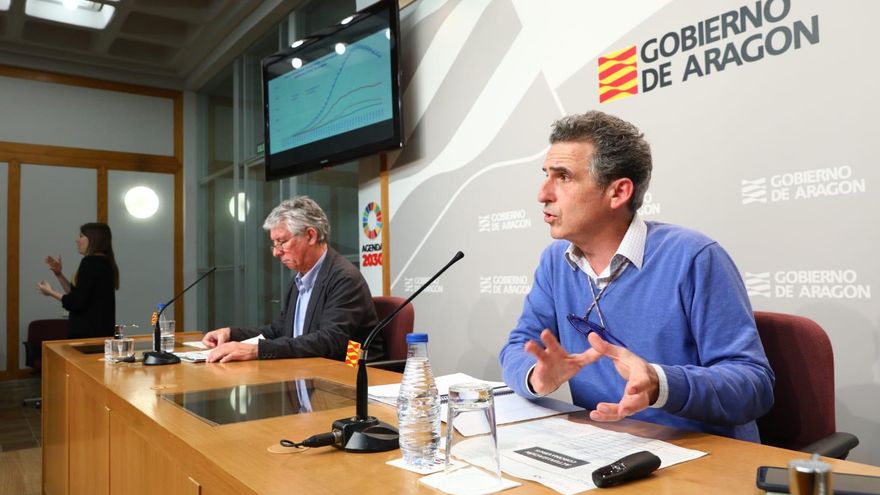 Javier Marión y Francisco Falo, hoy en la sede del Gobierno de Aragón.