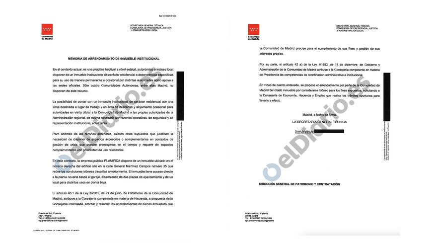 La memoria del Gobierno de Ayuso sobre el ático no menciona las obras y dice que necesitaban un inmueble "residencial"