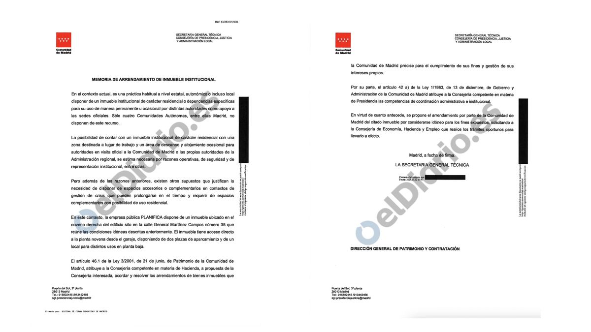 Memoria de arrendamiento de la Comunidad de Madrid para el ático de Chamberí