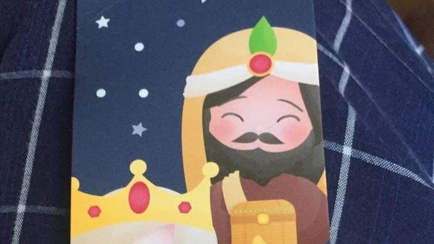 Marcapáginas con los tres reyes magos blancos distribuidos por el Ayuntamiento de Madrid