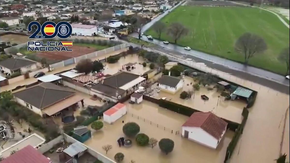 Las inundaciones del Guadalquivir en Córdoba, a vista de dron