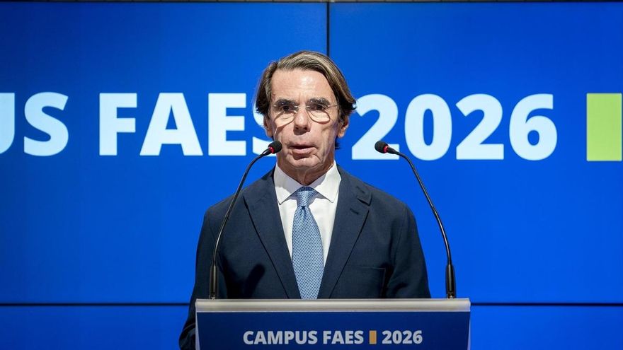 El expresidente del Gobierno y presidente de FAES, José María Aznar, durante la inauguración del Campus FAES 2026, en la Fundación Ortega–Marañón, a 23 de septiembre de 2026, en Madrid (España). A. Pérez Meca / Europa Press
