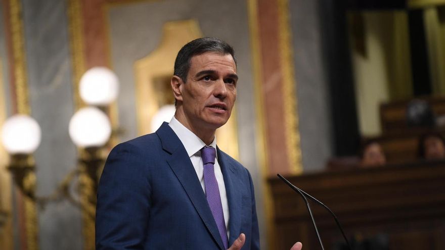 El presidente del Gobierno, Pedro Sánchez, durante la última sesión plenaria del Congreso.