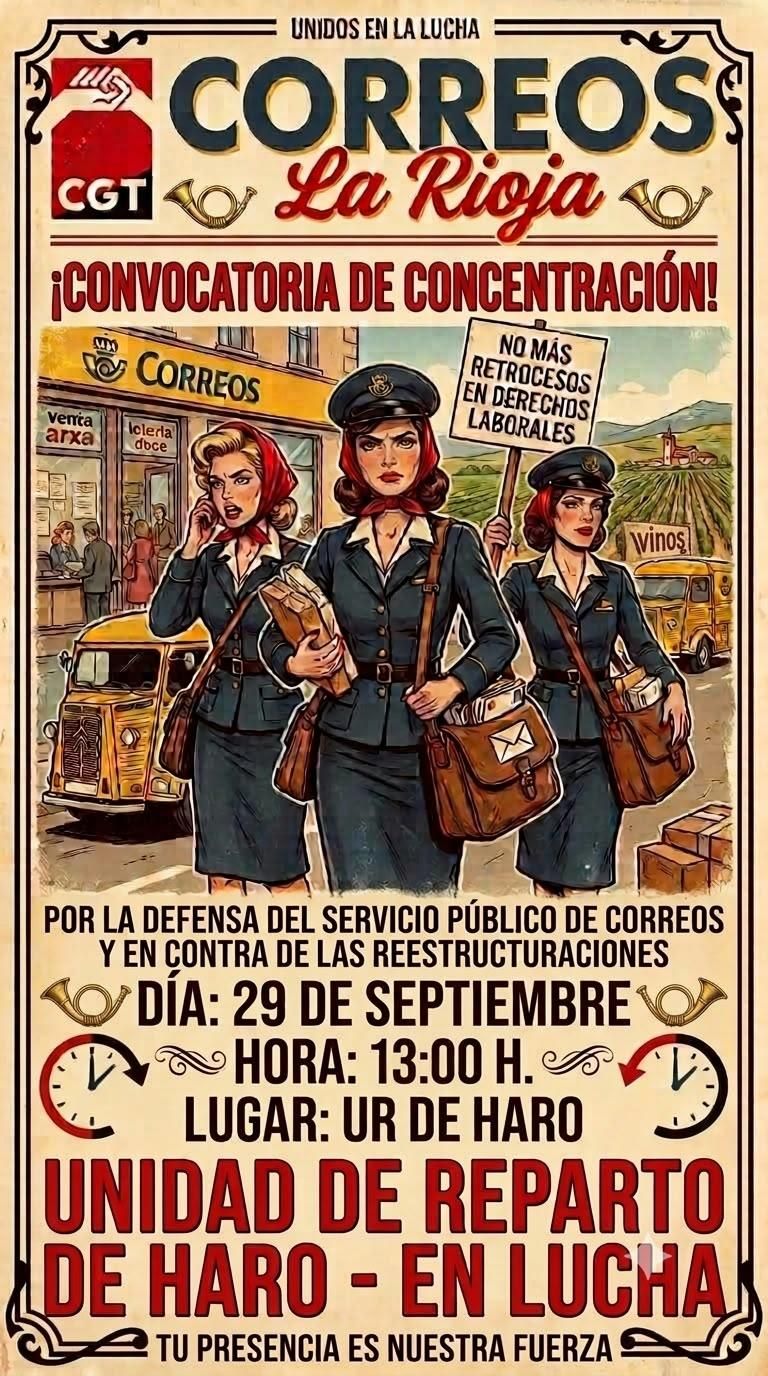 Convocatoria de hulega en Correos de Haro