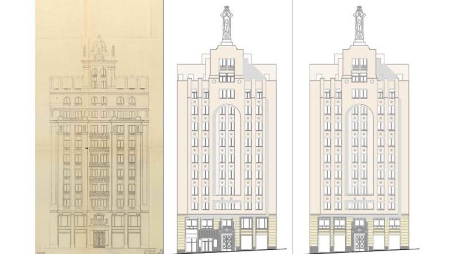 Proponen convertir en más de 100 habitaciones de hotel los pisos bajo el Romano en la Gran Vía de Madrid