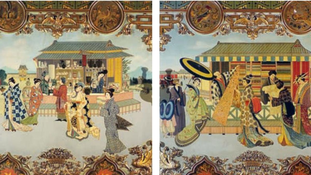Pinturas murales del salón japonés del madrileño palacio de Santoña