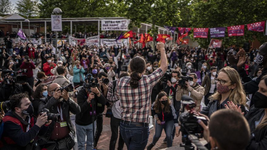 Pablo Iglesias durante un acto de campaña en Vallecas el pasado 30 de abril.