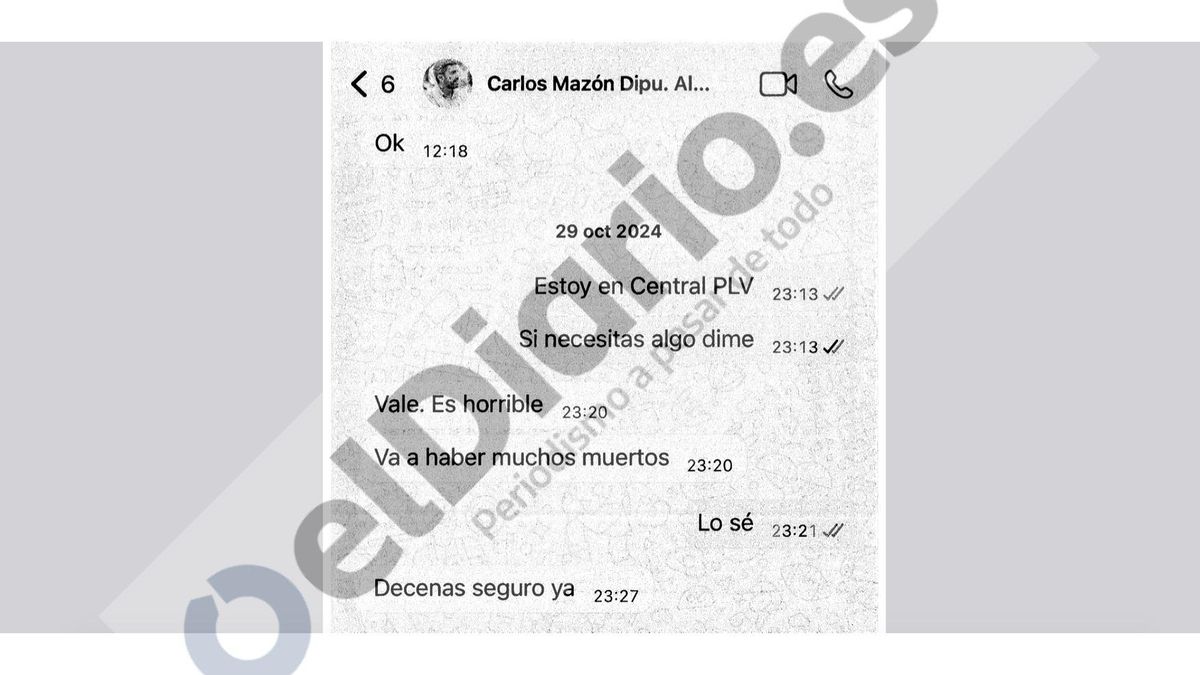 Mensajes de WhatsApp entre María José Catalá y Carlos Mazón.