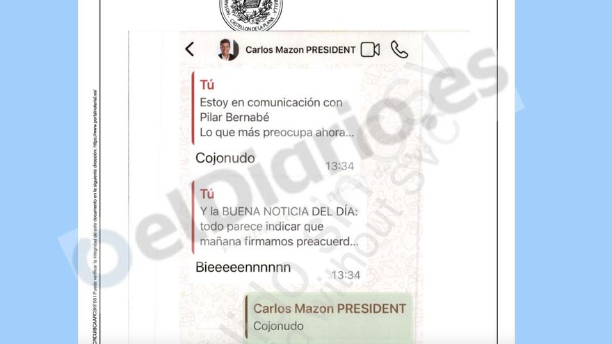 "great": Mazzone responded via WhatsApp to Minister Pradas in full before going to eat at El Venturo