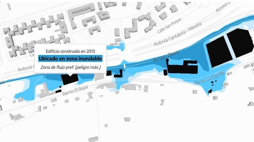 Edificación construida en 2013 en zona inundable en Cantabria.
