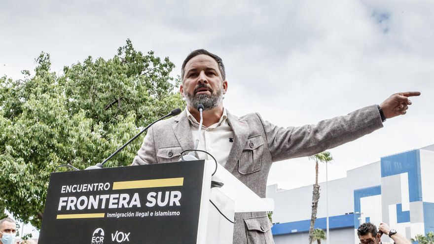 Archivo - El presidente de Vox, Santiago Abascal, en un acto en Gran Canaria sobre control de fronteras