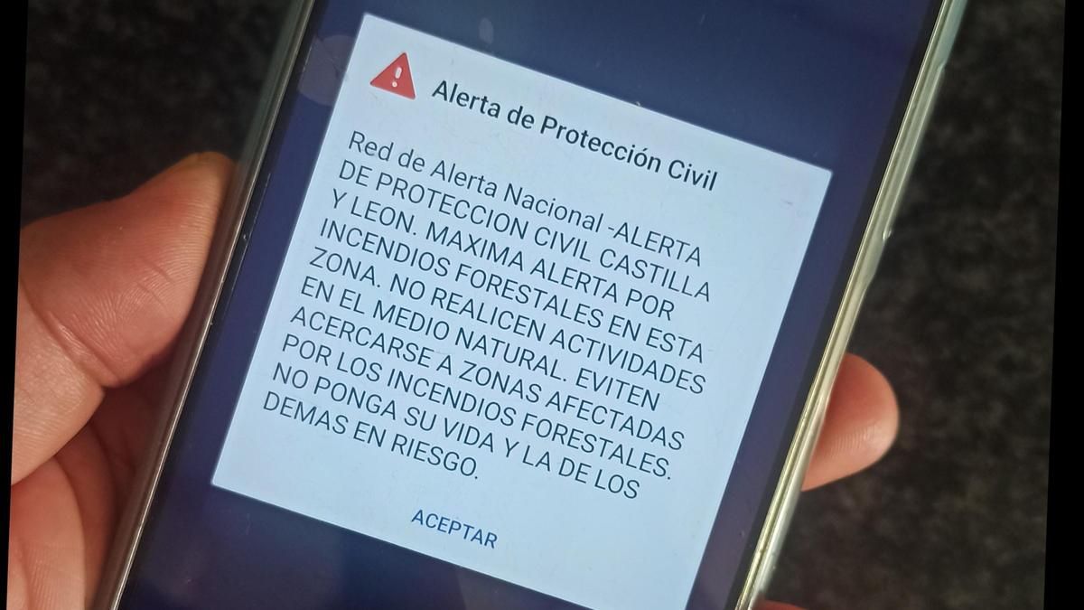 Alerta de Protección Civil de Castilla y León enviada a móviles por el peligro de incendios