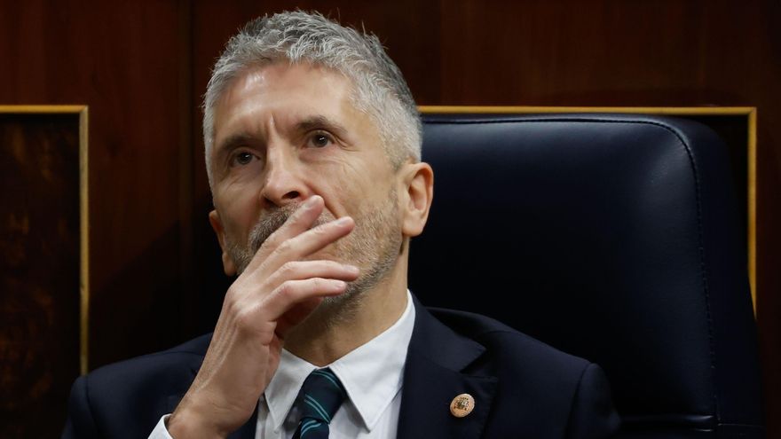 El ministro de Interior, Fernando Grande-Marlaska, durante la sesión de control al Gobierno este miércoles en el Congreso. EFE/ Mariscal