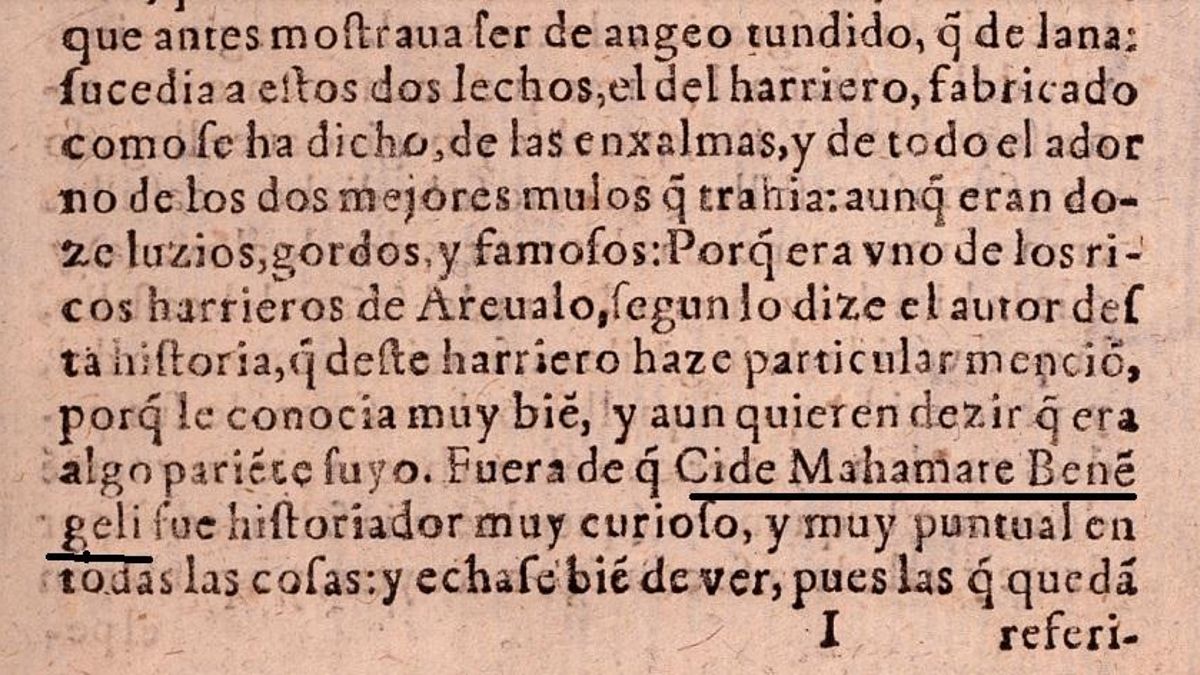 Extracto del manuscrito de Cide Mahamate Benengeli