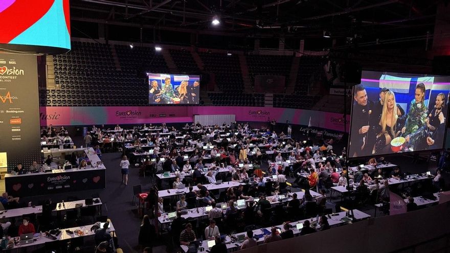 Parte del centro de prensa de Eurovisión 2025 en Basilea