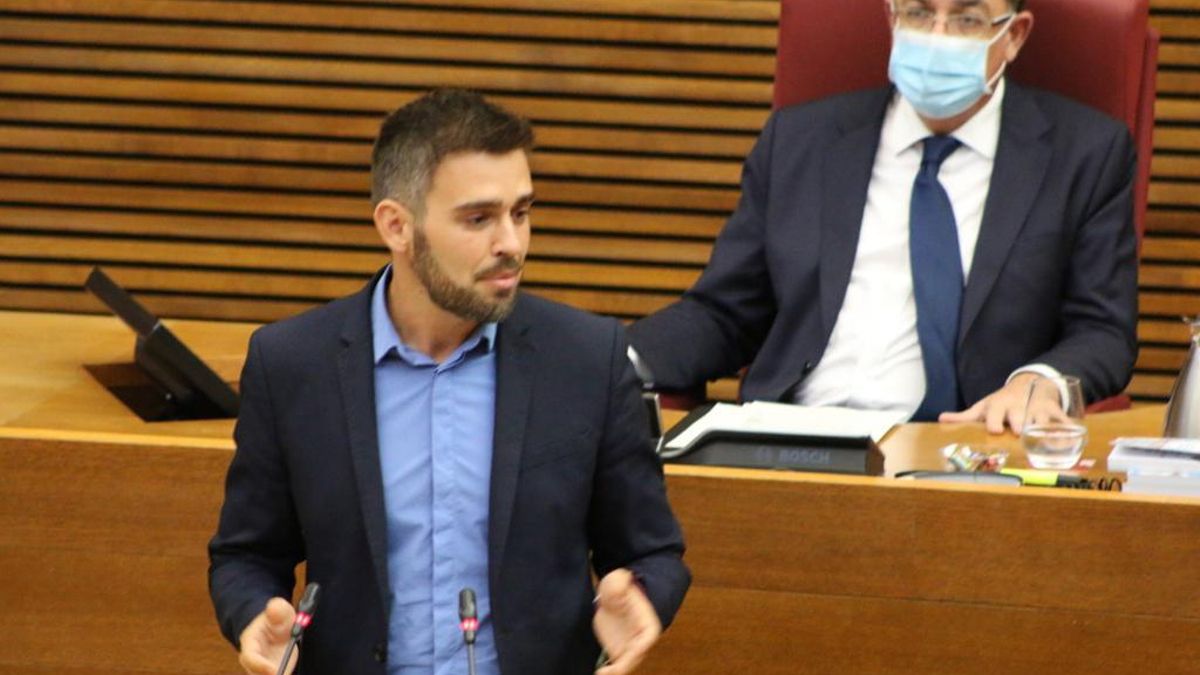 El síndic de Compromís, Fran Ferri, en las Corts.