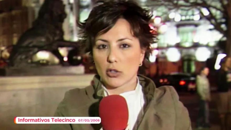 Sonsoles Ónega, como reportera en el informativo de Telecinco en 2008