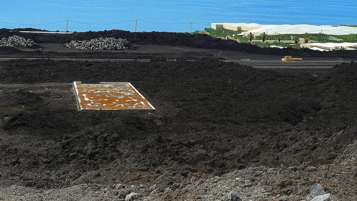 Zona agrícola dañada por la erupción y pendiente de reconstrucción.