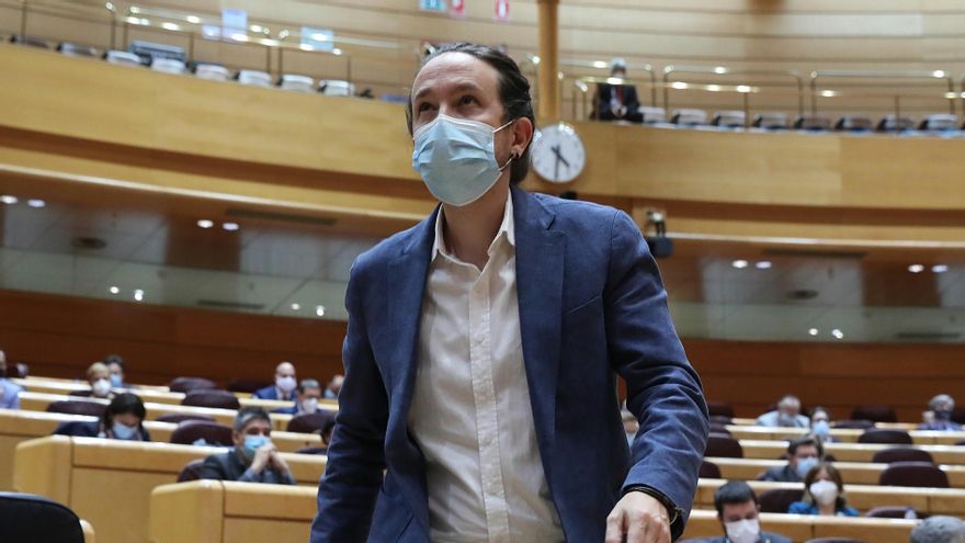 El vicepresidente de Derechos Sociales y Agenda 2030, Pablo Iglesias, en el Senado