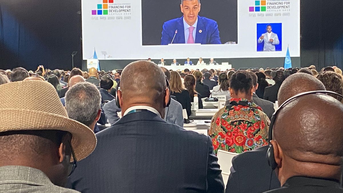 El presidente del gobierno, Pedro Sánchez presidiendo la apertura de la IV Conferencia sobre Financiación al Desarrollo celebrada esta semana en Sevilla.