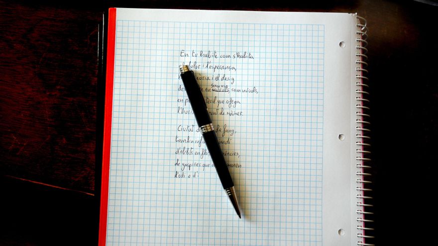 “El meu darrer llibre, Cel de fang, el vaig escriure amb el bolígraf que em van regalar els companys i companyes de feina quan em vaig jubilar”.