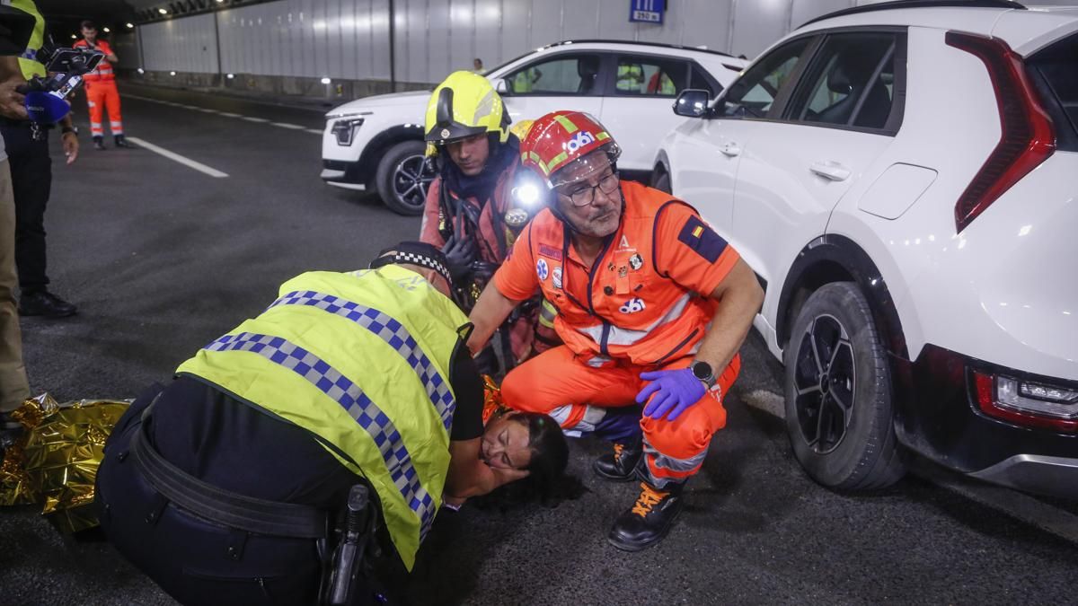 Simulacro de accidente en el túnel de los omeyas