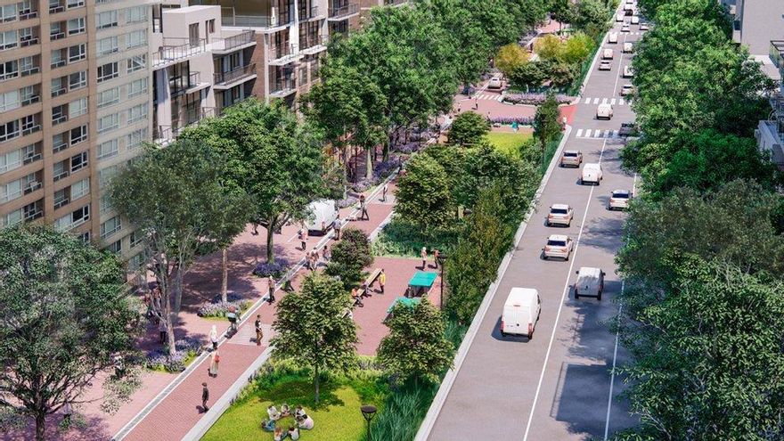 Crearán un parque verde lineal de ocho cuadras en una avenida de Caballito