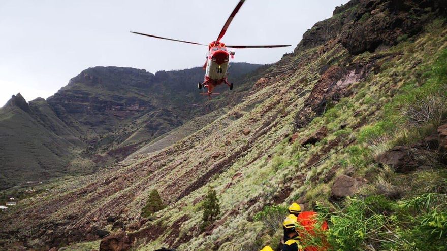 Operativo de rescate de un senderista herido en Gran Canaria