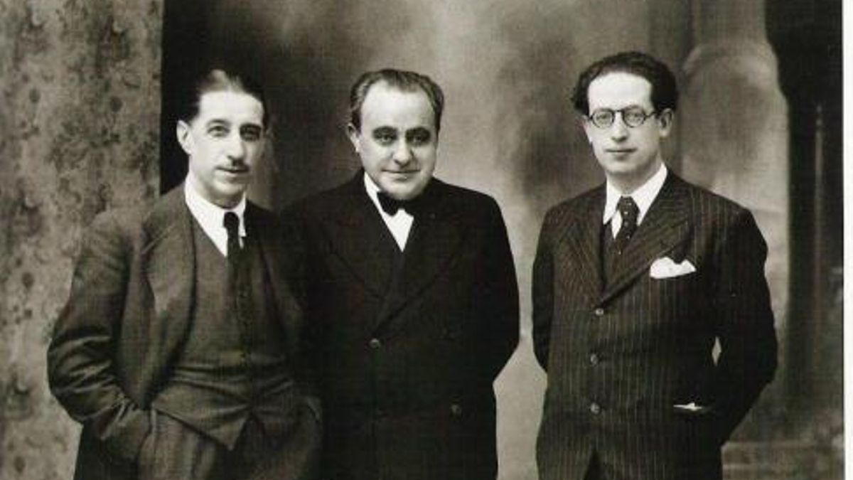 Alcalde Miguel Castano, Félix Gordón Ordás y Ramiro Armesto. Los dos jóvenes fueron fusilados salvo Ordás, que fue presidente del Gobierno de la República en el exilio.