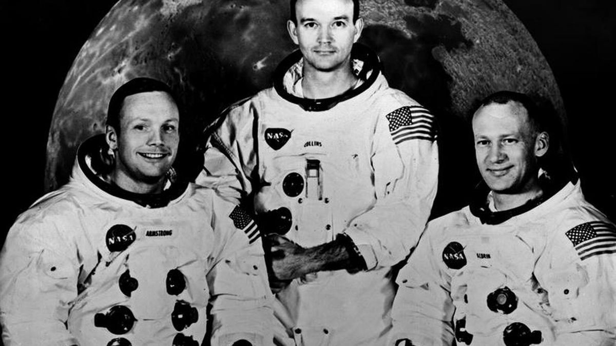 Los tres astronautas de la misión Apolo 11