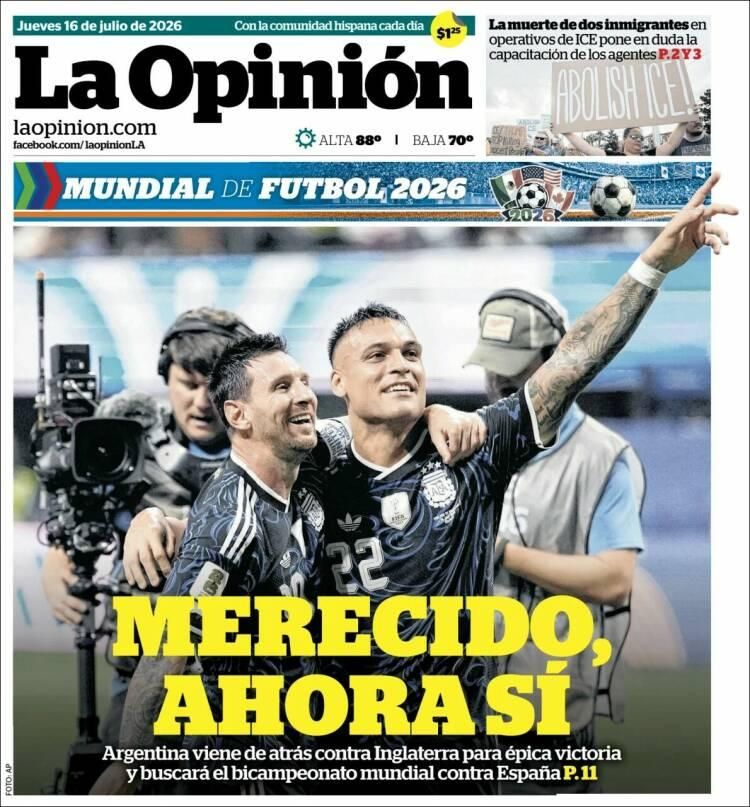 Hermosa mañana, ¿verdad? La Selección Argentina lo hizo otra vez: las tapas de los diarios se rinden ante la Scaloneta finalista