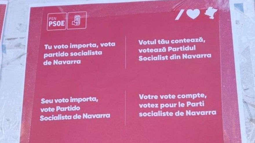 El PSN traduce su publicidad electoral al árabe, alemán y cinco idiomas más en la Ribera, pero no incluye el euskera