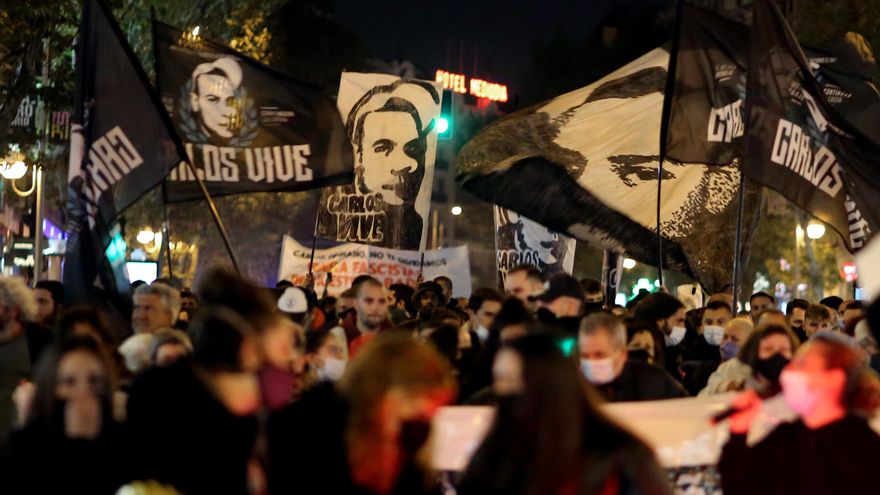 Manifestación en Madrid en noviembre de 2021 en recuerdo de Carlos Palomino, joven antifascista asesinado por un militar neonazi en 2007.