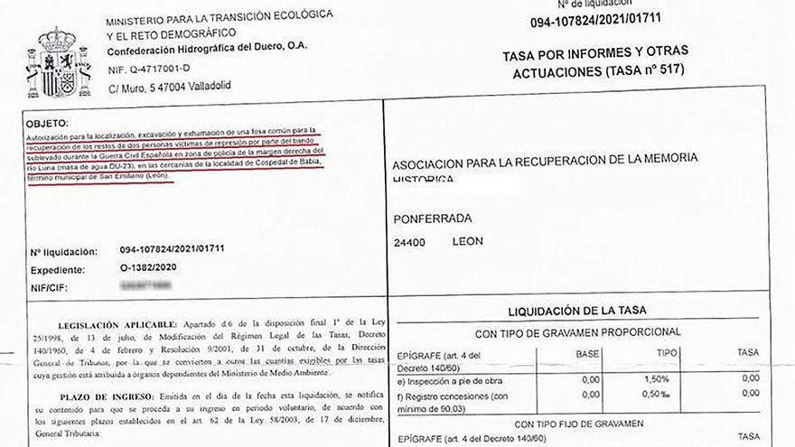 Captura de pantalla del recibo de 199 euros por "informes y otras actuaciones" que ha recibido la ARMH
