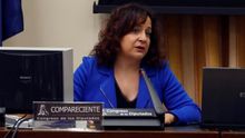La eurodiputada Iratxe García Pérez durante su comparecencia en la reunión del Grupo de Trabajo Unión Europea de la Comisión para la reconstrucció Social y Económica celebrada en el Congreso de los Diputados en Madrid este lunes.