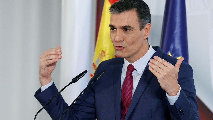 El presidente del Gobierno español, Pedro Sánchez, hace balance del año. EFE/Chema Moya