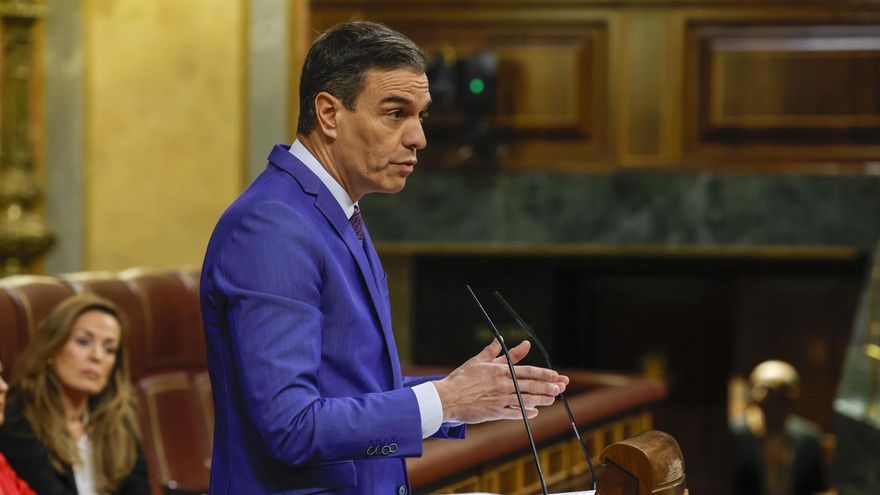 El presidente del Gobierno, Pedro Sánchez, interviene en el debate de la moción de censura de Vox.