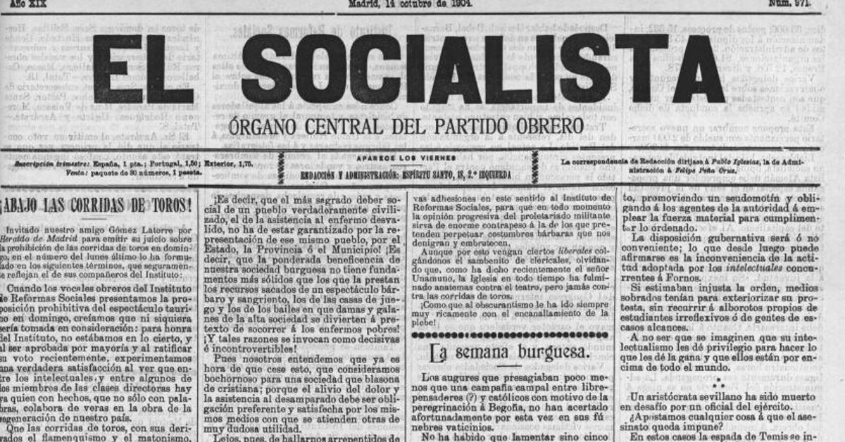 El Socialista: “¡Abajo las corridas de toros!”