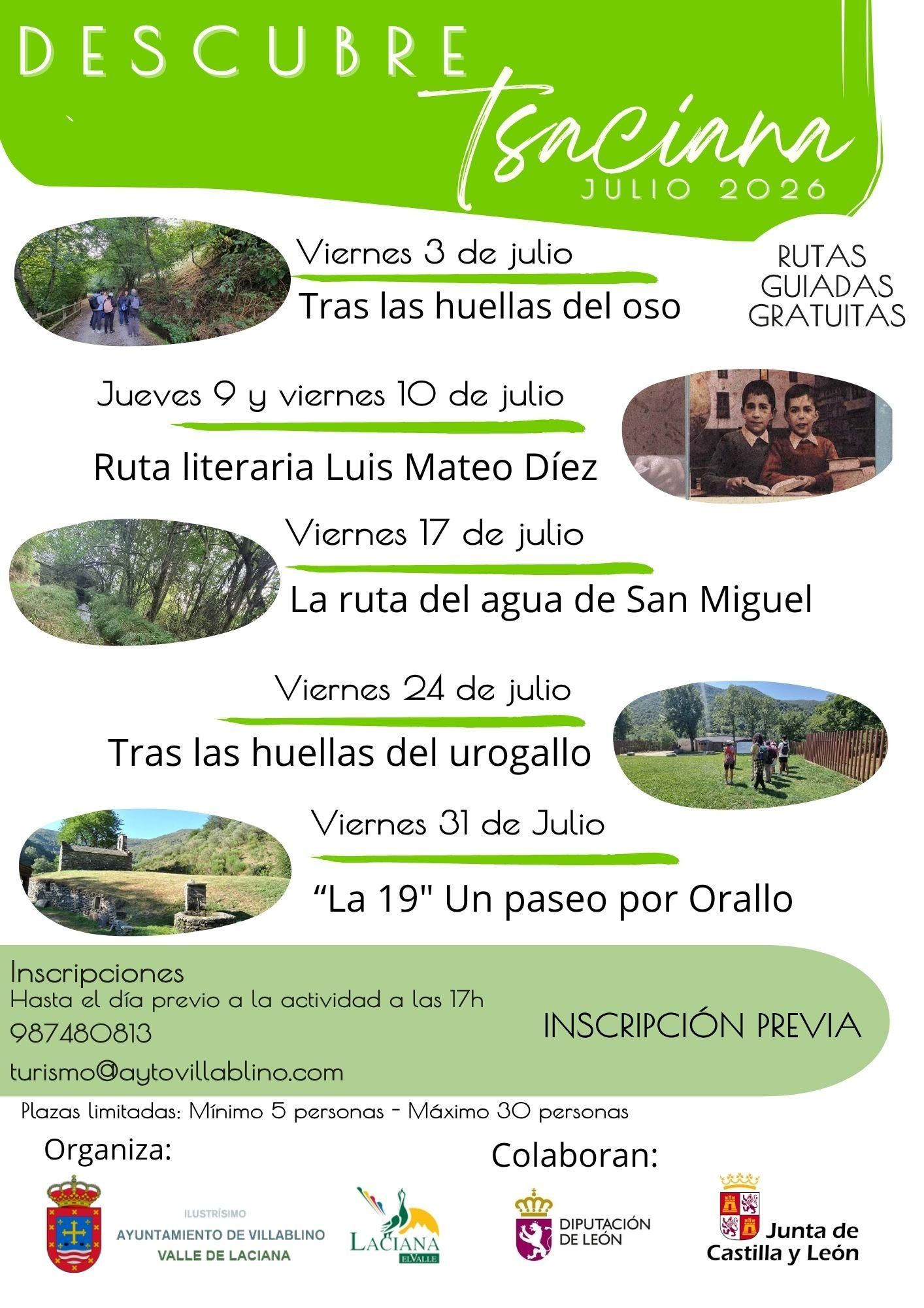 Cartel de Descubre Tsaciana dedicado a su programación veraniega. 