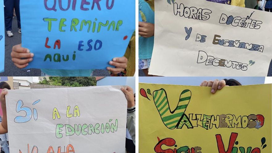 Carteles de la concentración en el CEO Vallehermoso.